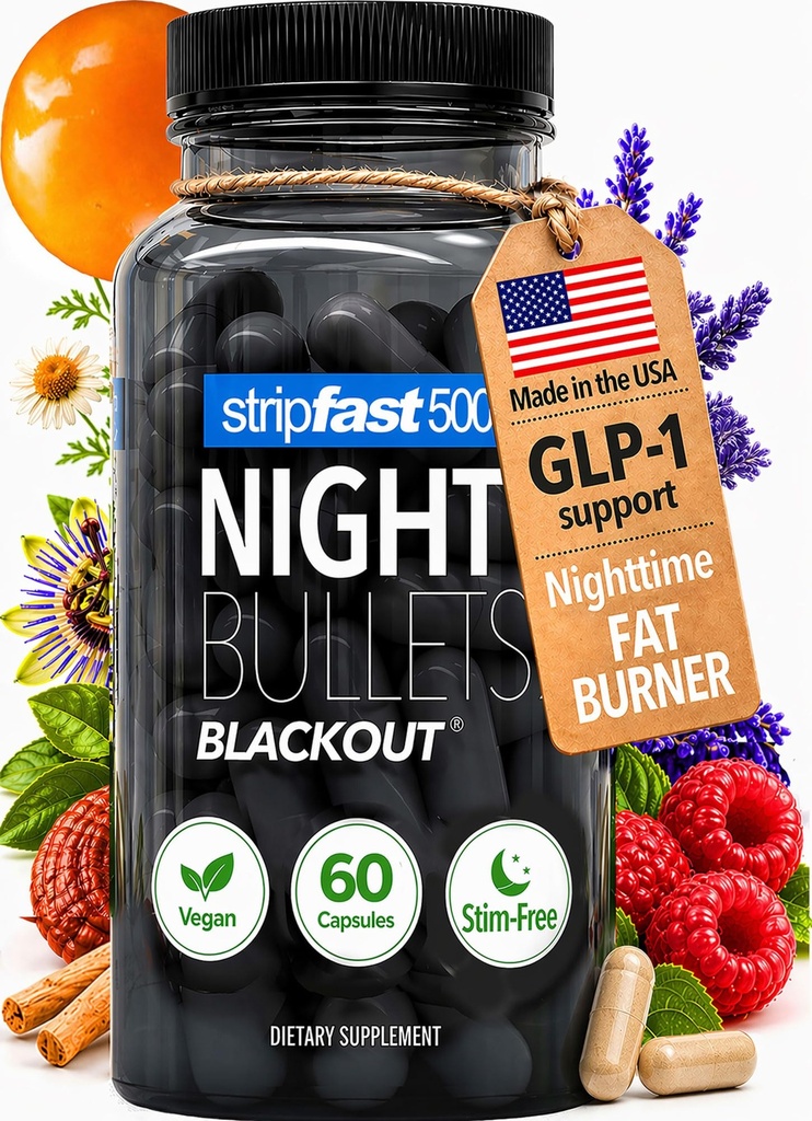 Píldoras nocturnas Píldoras de pérdida de peso para hombres de mujeres, quemador de grasa de noche libre, apoyo GLP-1, supresor de apetito, píldoras dietéticas con Ashwagandha & CLA, 60 cápsulas