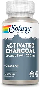 Solaray Activated Charcoal 280mg ← Coconut Source ← Saludable Limpieza interna " Digestive Tract Support ← Non-GMO, Vegan " Lab Verified ← 90 Capsules Ø Pack of 2