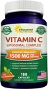 ASquared Nutrition Vitamin C Liposomal Complex - 1500mg Suplemento - 180 Capsules - Alta Absorción VIT C Ascorbic Acid Pills - Supports Immune System & Collagen Health - 90 Servings
