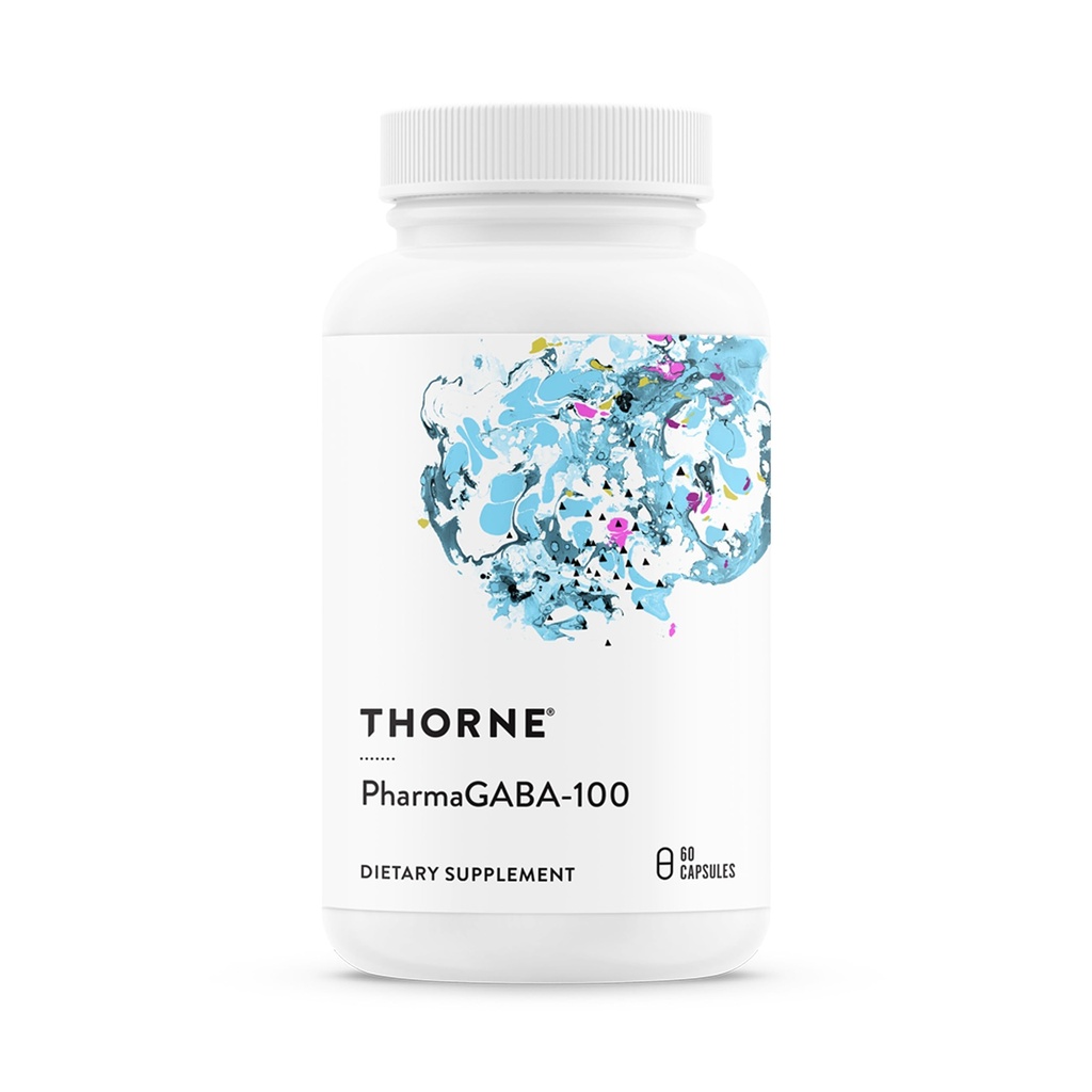 THORNE - PharmaGABA-100 - GABA Supplement - 100 mg Natural Source Gamma-Aminobutyric Acid - Support a Calm State of Mind and Restful Sleep* - 60 Capsules