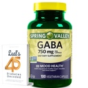 Spring Valley GABA 750mg Suplemento de Aminoácidos, Desarrollado, 100 Conde para el sueño &amp; Calm Support Bundle con 45 Diabetes de Lual Decodificado