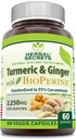 Herbal Secrets Turmeric Curcumin &amp; Ginger with BioPerine Supplement TEN 2,250 Mg Por Serving Silencio 180 Capsules ← Non-GMO TEN Gluten Free TEN Made in USA