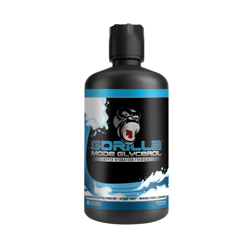 Modo gorila Pre-Workout líquido Glicerol - Fórmula de Pre-Workout Hidratante para Bombas Intensas · Hiper-Hydración Intramuscular · Aumento de potencia y resistencia / 33 FL OZ (Sin sabor)