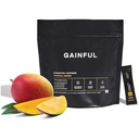 Gainful Hydration + Caffeine Powder Packets with Key Electrolytes Magnesium & Sodium + L Theanine, Low Sugar Drink Mix, Tropical Mango, 21 Sticks