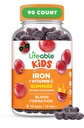 Iron Supplements for Kids | 10mg | with Vitamin C | Great Tasting Iron Gummies for Kids | Vegan Non GMO Kids Iron | for Immune Health and Iron Deficiency | 90 Gummies | Lifeable