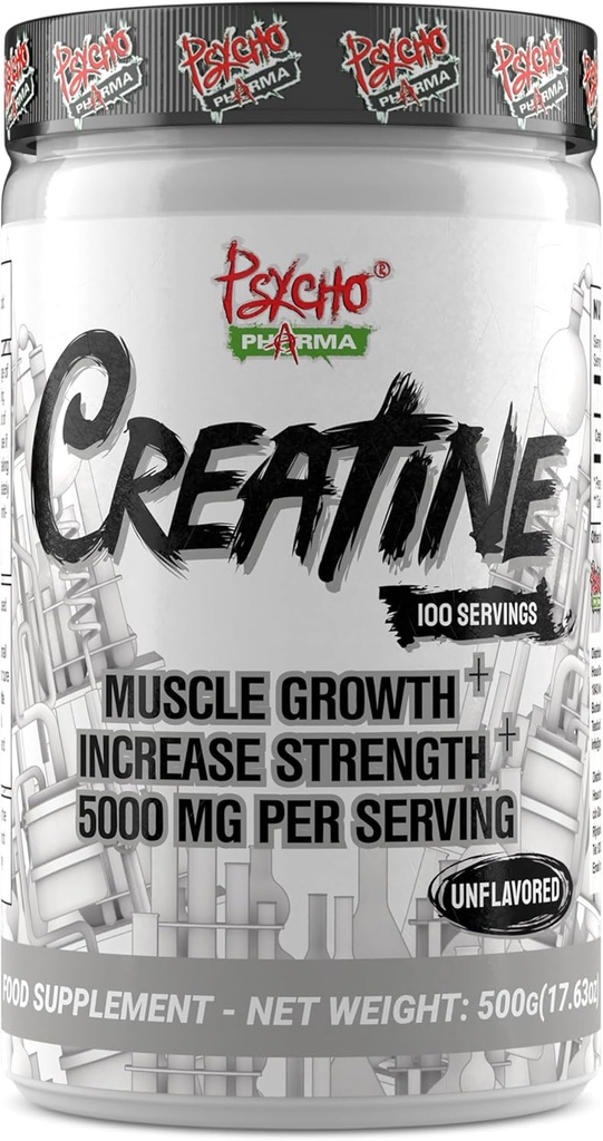 Cretina de Psico - 5g de Monohidrato de Creatina Premium por Serving, 100 Servimientos