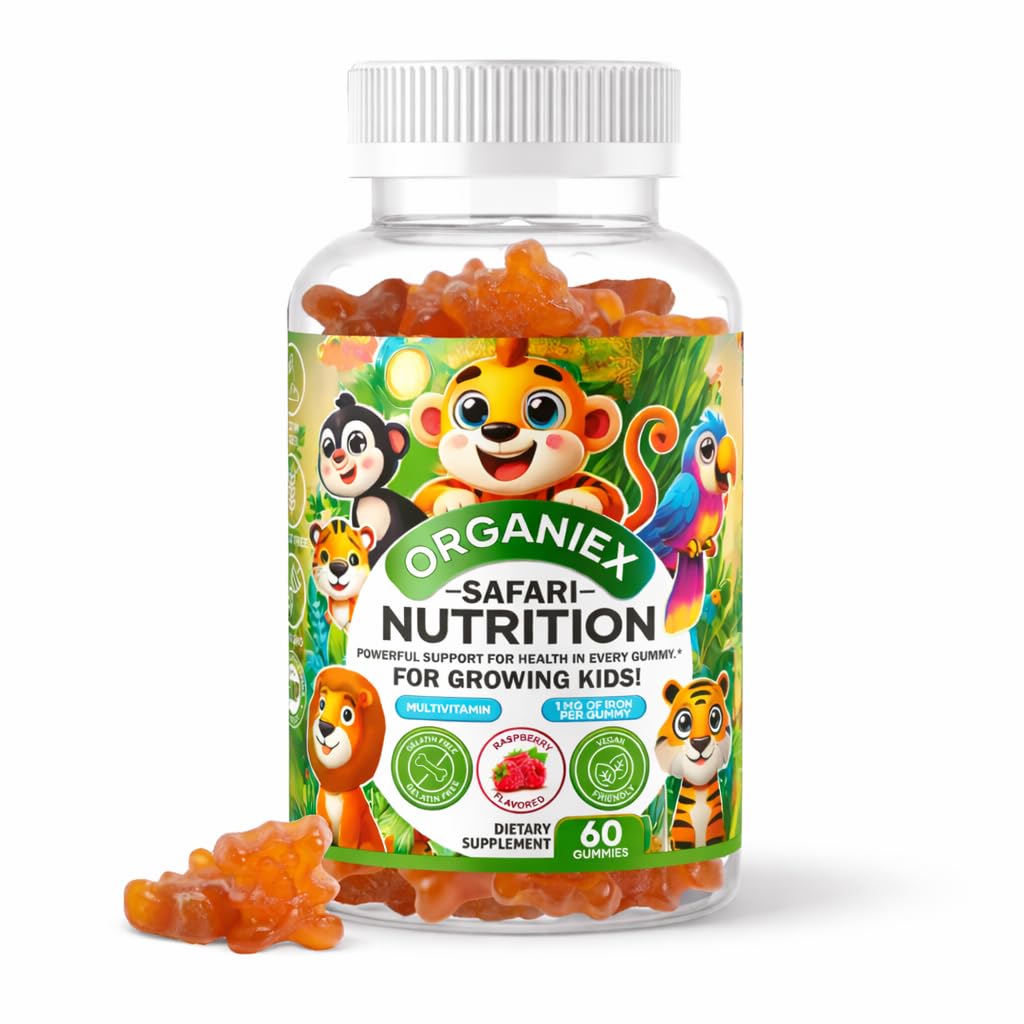 Kids Multivitamin Gummies with Iron & Zinc (Ages 2+) | Daily Kids Vitamins with Vitamin C, D3, B12 & Folate | Vegan, Non-GMO, Gluten-Free, Pectin-Based | Raspberry Flavor | 60 Count