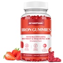 Iron Gummies for Women & Kids - Iron Supplement Gummies with Multivitamin for Blood Builder, Energy, Iron Deficiency & Anemia - Sugar Free Vegan Strawberry 60 ct