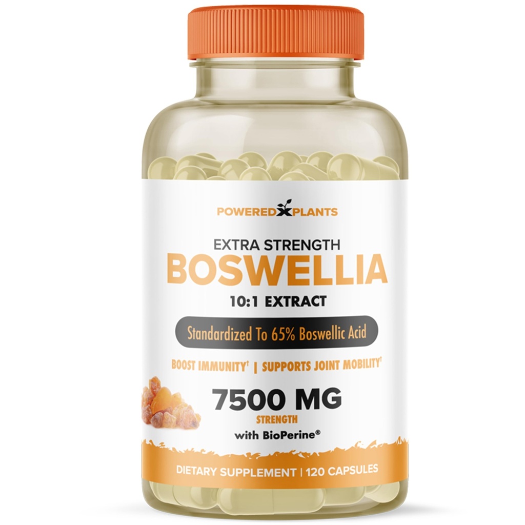 Boswellia Serrata Extract Joint Support Supplement by Powered by Plants – 65% High Potency Boswellic Acids with BioPerine – Supports Immunity, Mobility & Flexibility – 120 Vegan Capsules