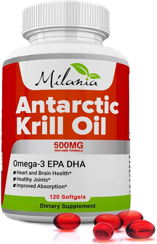 Antarctic Krill Oil - 120 Softgels - Omega-3 EPA, DHA, with Astaxanthin - Sourced from Red Krill - Maximum Strength - 500mg