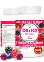 Lunakai EE.UU. hizo vitamina D3 K2 Gummies con calcio – 3-en-1 suplemento diario vegano para bonificación &amp; apoyo inmunológico para mujeres, hombres &amp; niños, 60ct