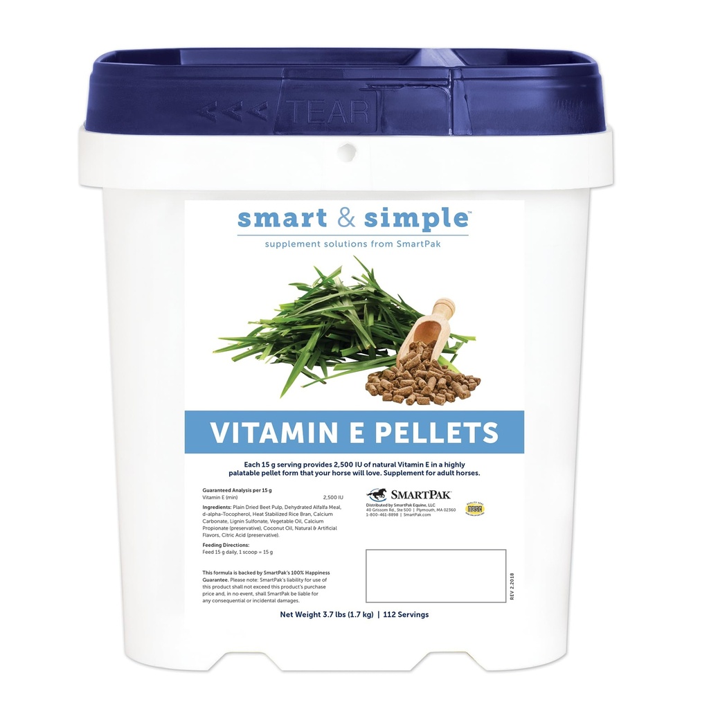 Smart &amp; Simple Vitamina E Pellets ← Suplemento de caballos Pellets ← Vitamina E for Horses ← Soporte inmunitario Silencio Forma de pellets para una alimentación fácil  112 Serviciones