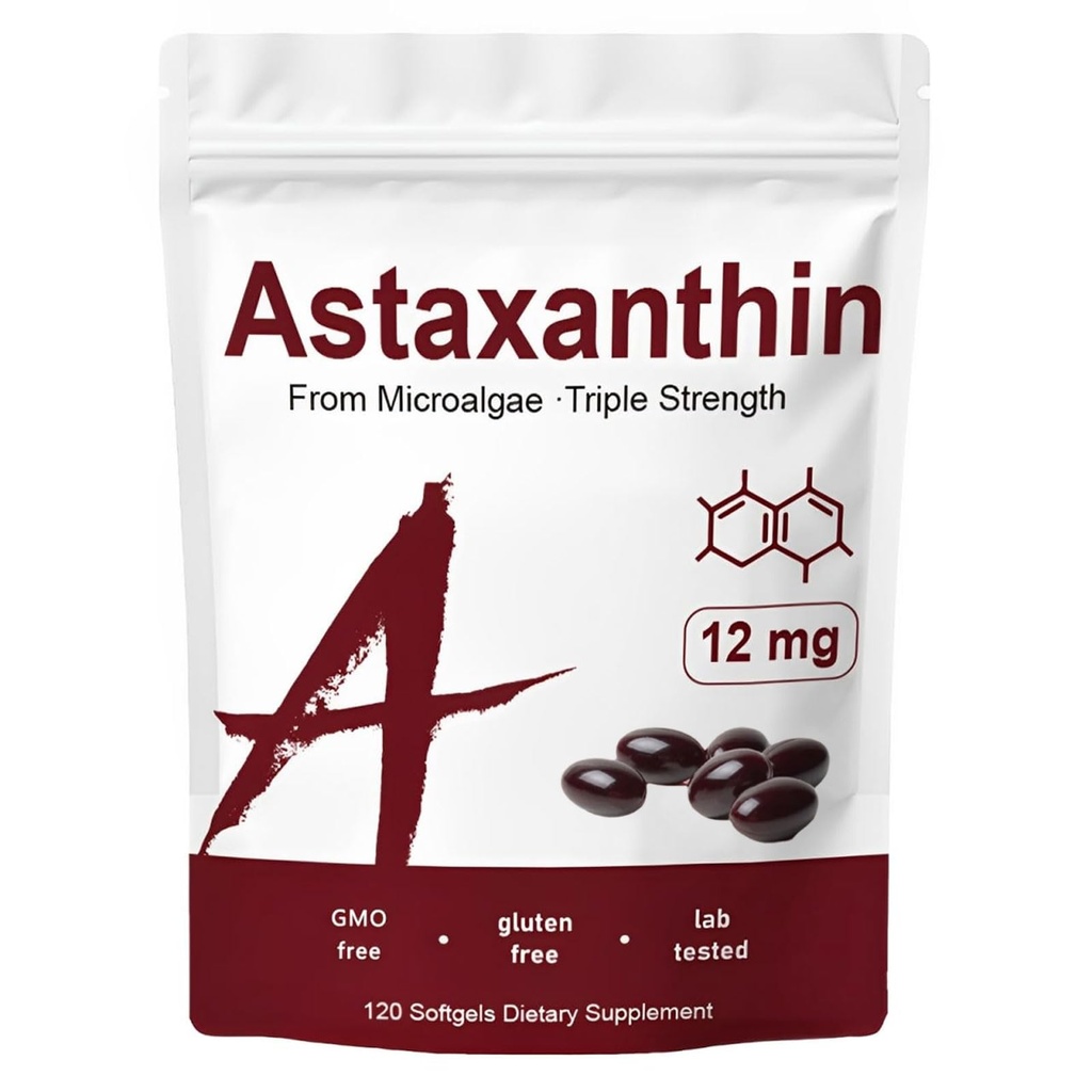 Zions Organics Astaxanthin 12mg, 120 Softgels, Premium Astaxanthin Antioxidant Supplements, Supports Immune, Skin, Eye & Joint Health-Non-GMO, Gluten-Free, 4 Month Supply, 120 Servings