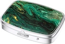 Nipichsha Pill Box, Small Pill Case for Purse & Pocket, Cute Travel Medicine Organizer, Portable Medicine Container Holder to Hold Vitamins, Medication, Fish Oil &amp; Supplement, Green Ocean Marble