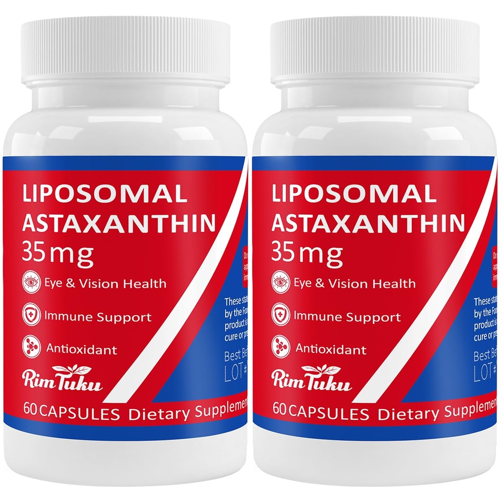 35mg Liposomal Astaxanthin Supplement - Powerful Antioxidant Support for Skin, Joint & Eye Health - Natural Anti-Aging Formula with Pure Astaxanthin - Vegan, Non-GMO, 120 Capsules