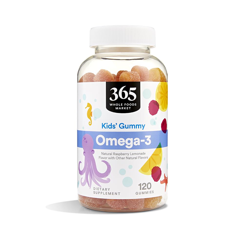 365 by Whole Foods Market, Omega-3 Kids' Gummy, Natural Raspberry Lemonade Flavor, 120 Count