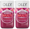 OLLY Ultra Women's Multi Softgels,Overall Health and Immune Support,Omega-3s,Iron,Vitamins A,D,C,E,B12,Daily Multivitamin,30 Day Supply -,60 Count (Pack of 2)