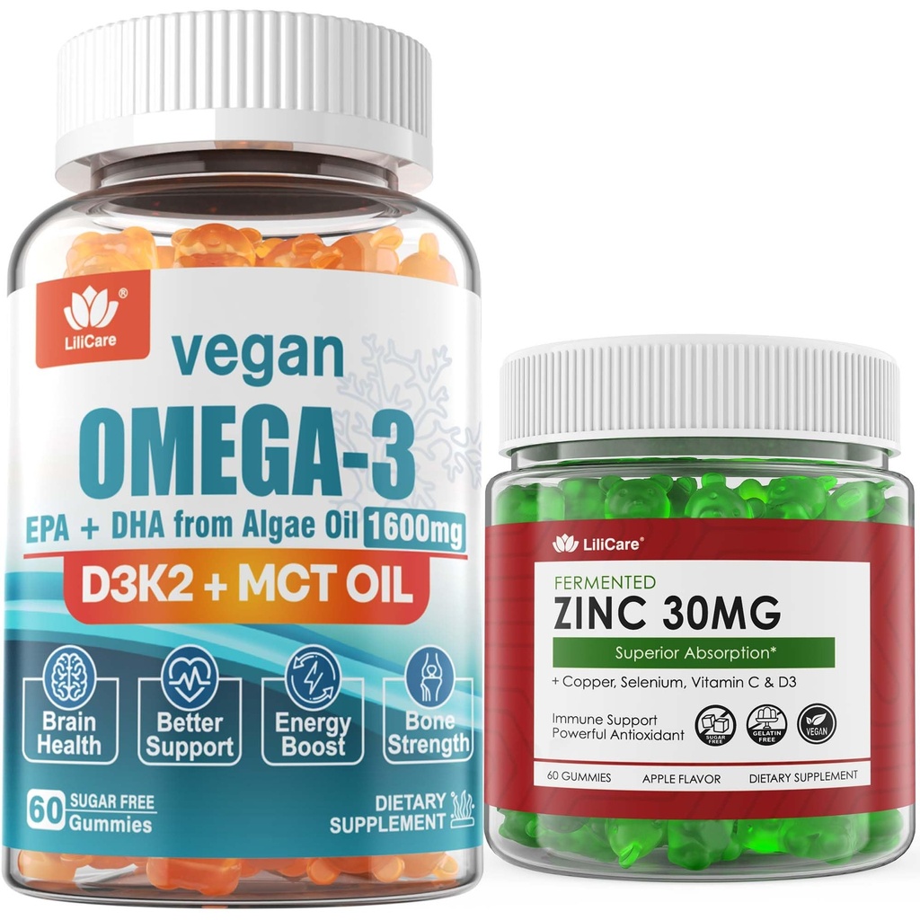 Vegan Omega 3 Gummies + Sugar Free Zinc Gummies