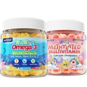 Kids Methylated Multivitamin Gummies with Calcium, Probiotics + Omega 3 Gummies with Vitamin D3 & K2, C, DHA