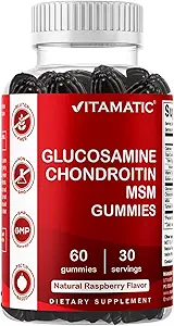 Vitamatic Glucosamine Chondroitin Gummies with MSM & Vitamin E – Joint Support Formula – 60 Pectin-Based Vegan Gummies