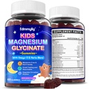 Niños Magnesio Glycinate Gummies - Magnesium Glycinate Suplemento 200 mg con L-theanine Omega-3 Calcium Vitamin D3 &amp; B12 para niños Zzz natural en tiempo de cama &amp; salud general - azúcar libre &amp; no GMO