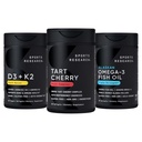 Sports Research® Multivitamin Pack w/CherryPure® Tart Cherry Fruit Complex 800mg, Vitamina D3 5000iu + K2 100mcg y Alaskan Omega-3 Fish Oil 1250mg - Non-GMO · Sin azúcar · Sin gluten
