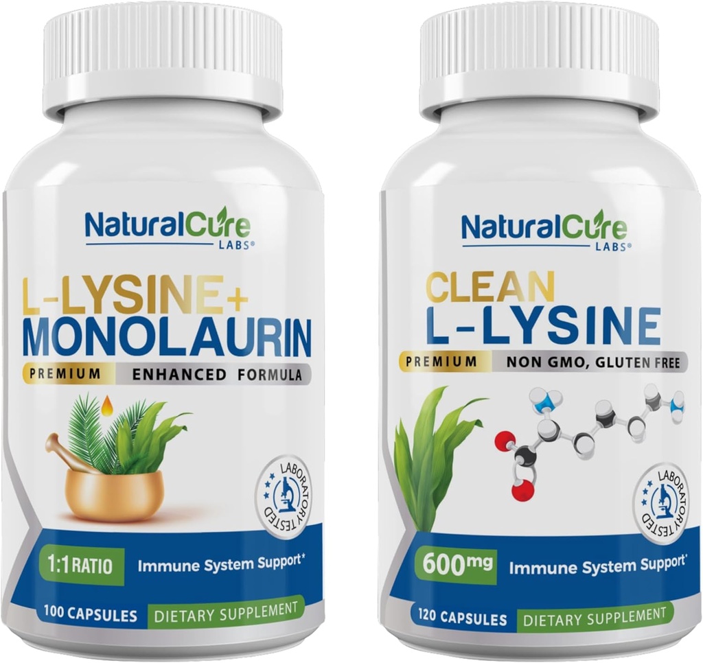 Natural Cure Labs Bundle: L-Lysine + Monolaurin + L-Lysine limpia