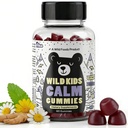 Wild Foods Kids Calm Gummies - Ashwagandha Gummies for Kids w/GABA, L-Theanine, Lemon Balm & Charmomile - Support Natural Relaxation, Stress Relief & Sleep, for Children 4+, Berry Flavor, 60 Count