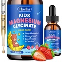Magnesium Glycinate Liquid for Kids - with L-Theanine Omega-3, Vitamin B6, D3, Zinc - Kids Magnesium Drops for Sleep, Relax, Calm & Focus - 2 Fl Oz, Strawberry Flavor
