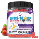 Kids Sleep Gummies, NO Melatonin Sleep Aid Gummies w/ Magnesium Glycinate, Calcium Citrate, L-Theanine, GABA, Vitamin D3 K2 B6 Zinc, Chamomile & Lemon Balm for Zzz & Relax, Brain, Bone, Non-GMO 1Pack