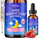 Magnesium Glycinate Liquid for Kids - Citrate, Malate with Omega-3, L-Theanine, GABA, Chamomile, 5-HTP, D3, Zinc, Kids Magnesium Drops for Sleep, Calm, Relax &amp; Focus, Strawberry Flavor, 2 Fl Oz