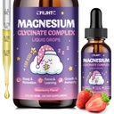 Magnesium Glycinate Liquid for Kids - Magnesium Bisglycinate Drops with L-Theanine, Chamomile & Vitamin B6, B12, C, D3 for Sleep, Relax, Immune Support, Calm & Focus - 2 Fl Oz, Strawberry Flavor