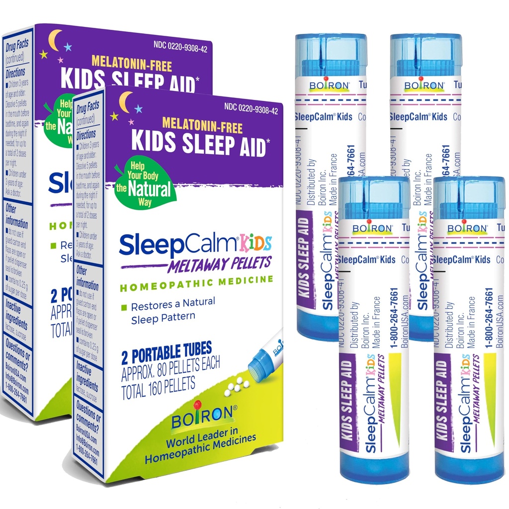Boiron SleepCalm Kids Sleep Aid for Deep, Relaxing, Restful Nighttime Sleep - Melatonin-Free and Non Habit-Forming - 80 Pellets per Tube - 4 Total Tubes Sleep Calm