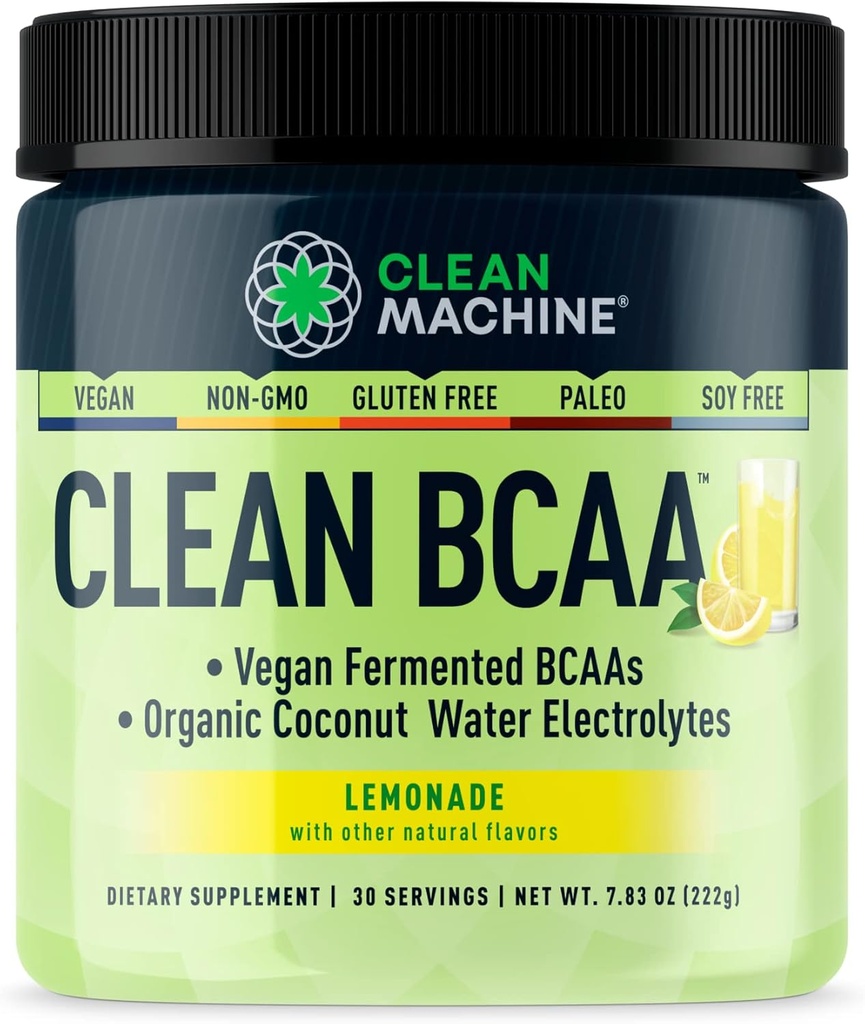 BCAA limpia - 2:1 Alimentos Fuentes BCAAs Powder &amp; Coconut Water Electrolytes Recuperación & Amino Energy Suplemento - Premio Ganando Aminoácidos Vegan Suplemento - 30 Servimientos - Lemonade