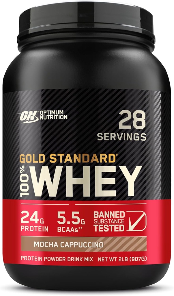 Optimum Nutrition Gold Standard 100% Whey Protein Powder, Mocha Cappuccino, 2 libras (paquete mayo Vary)