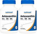 Nutricost Astaxanthin 12mg, Non-GMO and Gluten Free, 120 Softgels (4 Month Supply) (Pack of 2)