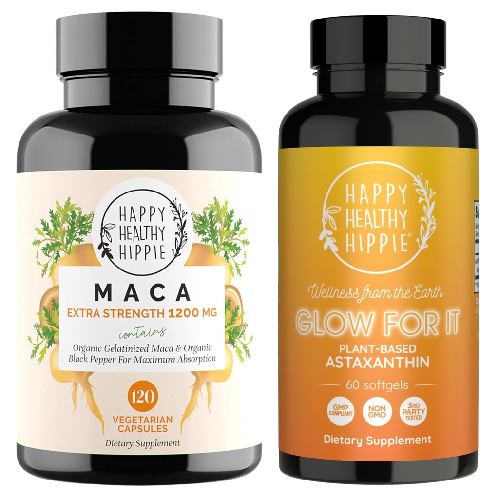 Happy Healthy Hippie Glow for It Astaxanthin Supplement & Organic Maca Root