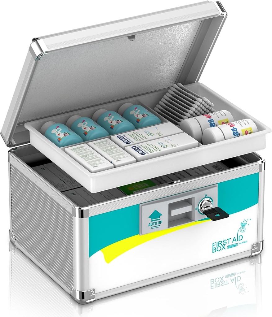 Caja de bloqueo de medicamentos, caja de bloqueo de medicamentos, caja de bloqueo de medicamentos, cajas de seguridad Inch, First Aid Key,Lock Box for Medication