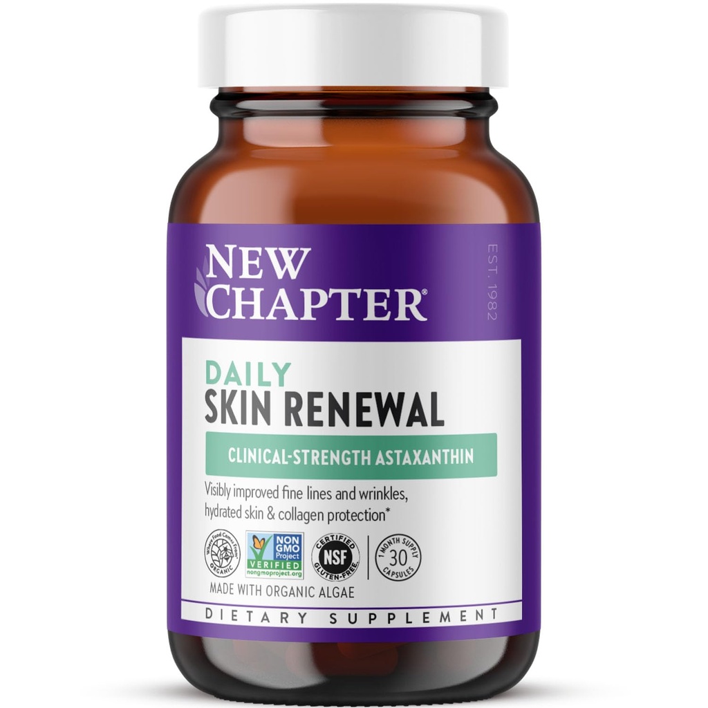 Nuevo capítulo Daily Skin Renewal Suplemento, Clinical-Strength Astaxanthin for Youthful Skin Care + Collagen Protection with Vitamin C, Vitamina A, E & Zinc - 30 cápsulas