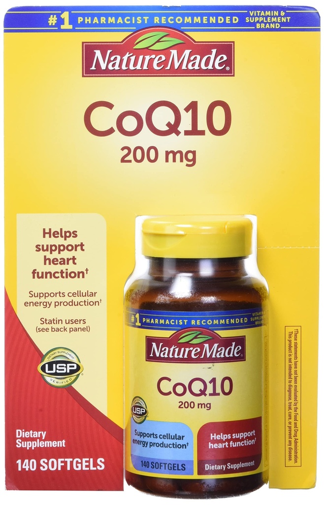 Nature Made CoQ10, Softgels Helps Supports Heart Function & Cellular Energy Production, Unflavored, 200 mg, 140 Count