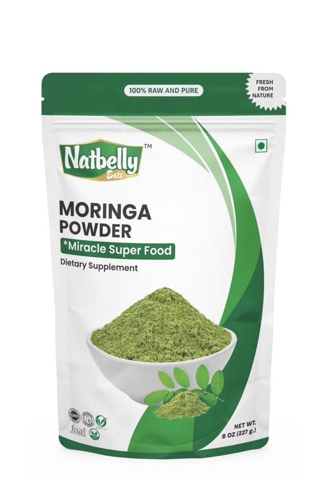 100% Raw and Natural Moringa Leaf Powder,Miracle Superfood with Essential Amino Acids, Antioxidants and Anti Diabetic, 8 oz Resealable Bag