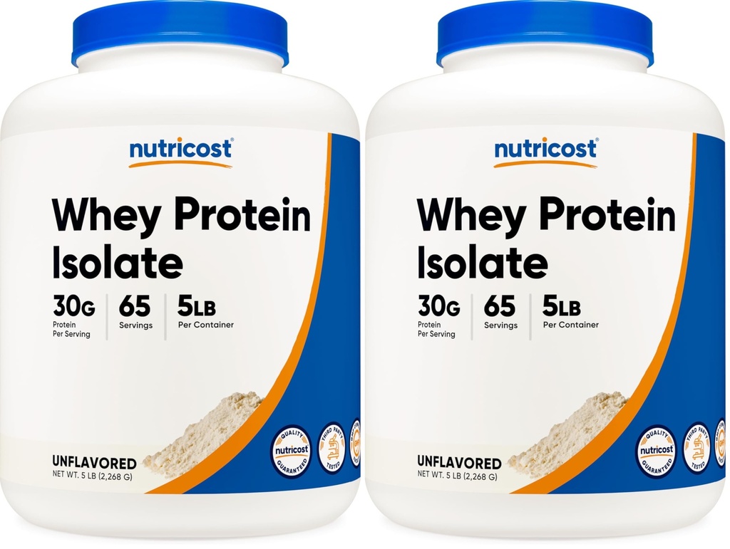 Nutricost Whey Protein Isolate (Unflavored) 5LBS (Pack of 2)