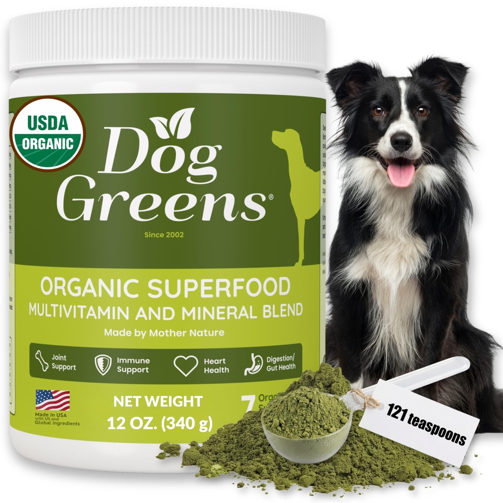 Superfood Multivitamin Powder - Dog Vitamins and Supplements, Organic Kelp, Spirulina, Sea Moss for Homemade Food, Kibble and Raw Meals, Energy, Immune, Joint & Skin Support for All Ages