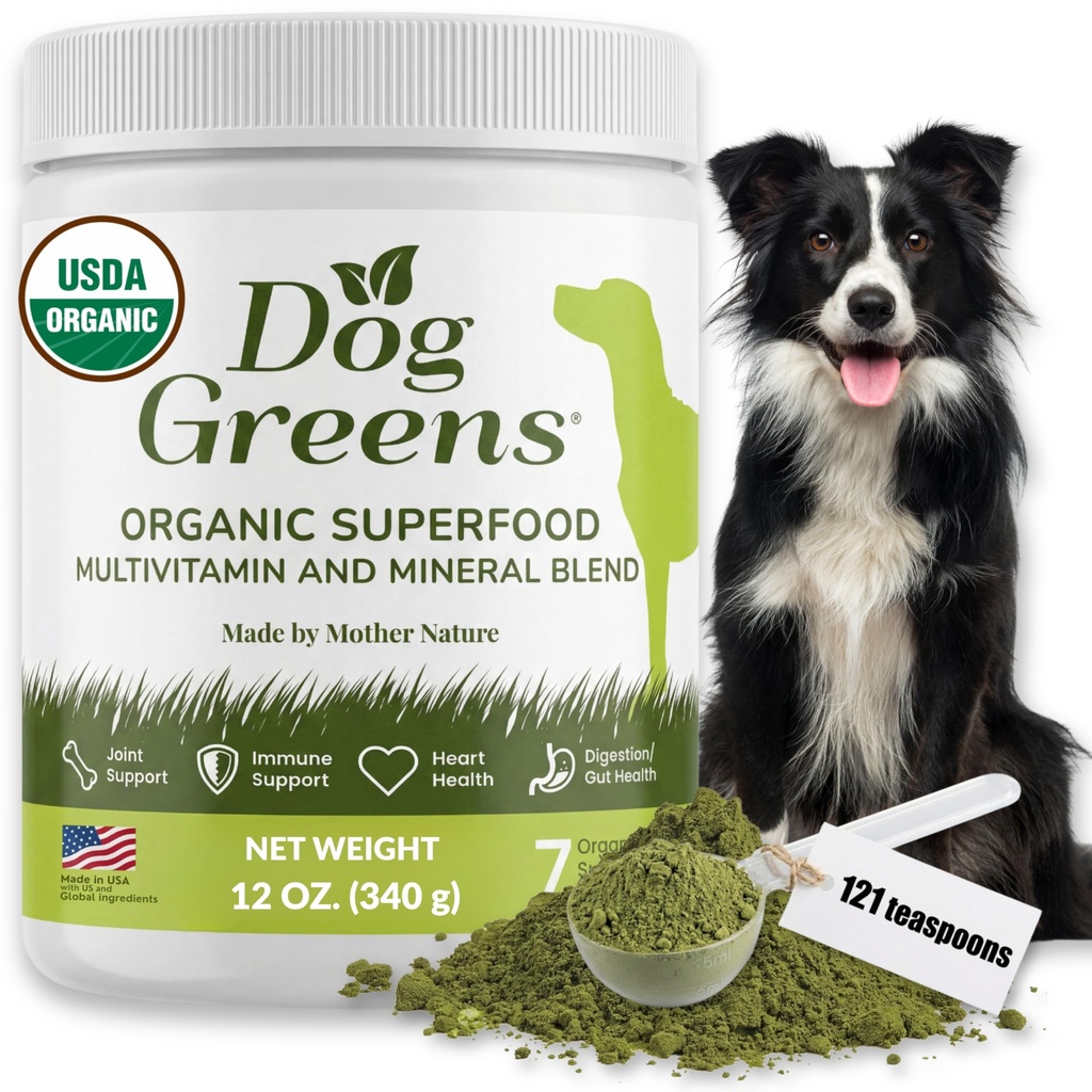 Superfood Multivitamin Powder - Vitaminas y Suplementos para perros, Kelp orgánico, Spirulina, Moss de mar para comida casera, Kibble y Comidas crudas, Energía, Inmune, Soporte de piel conjunta para todas las edades