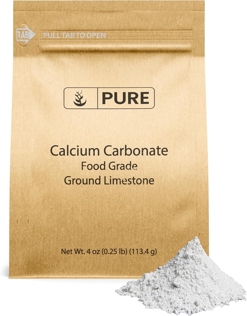 Pure Original Ingredients Calcium Carbonate (4 oz) Dietary Supplement, Food Preservative, Acid Neutralizer
