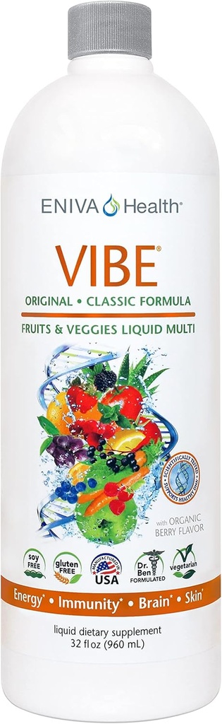 Eniva Vibe Original Liquid Mineral Supplement TEN Full Spectrum Daily Multivitamin Support ← Whole Body Nutrition ← Doctor Fórmido 32 oz