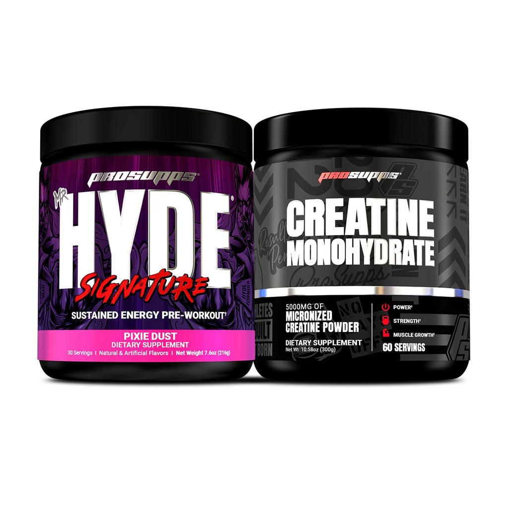 PROSUPPS Hyde Signature Sustained Pre Workout, Pixie Dust y Creatine 300 Bundle