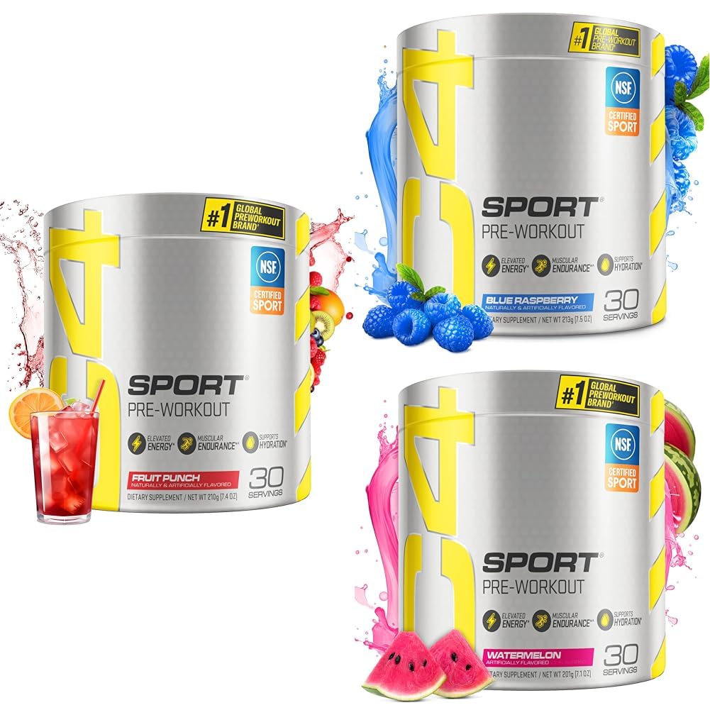 Cellucor C4 Sport Pre Workout Powder Bundle (3 Flavors) - Pre Workout Energy with Creatine + 135mg Caffeine and Beta-Alanine Performance Blend - NSF Certified for Sport 30 Servings