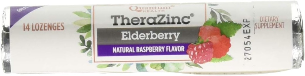 Quantum Zinc Elderberry Raspberry Lozenge, 1.2 onza... 12 por caso.