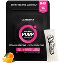 OxyEnergy Pre Workout Powder -Orange, Non Stim 130mg Low Caffeine, On-The-Go Packets with Beta Alanine, Creatine Monohydrate & Taurine for Sensitive Users, Women, Evening Workouts - 30 Servings